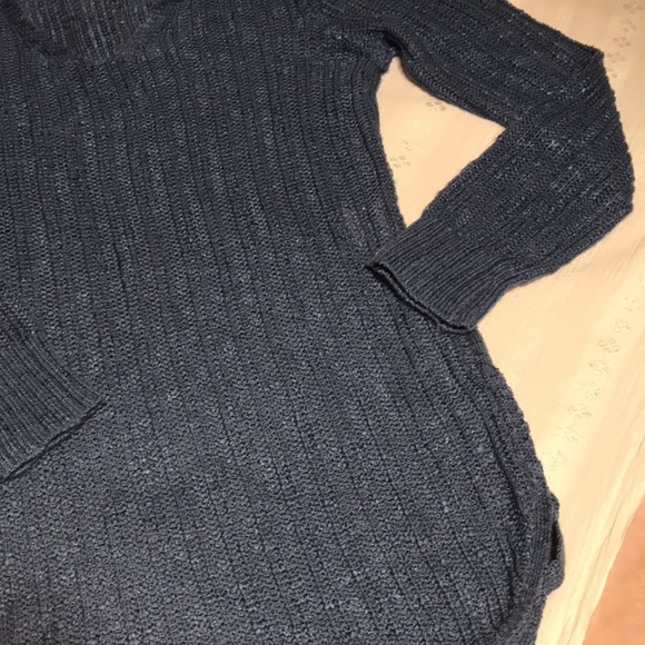 Ladies “Pink Republic” Blue V-Neck Long Sweater - Picture 4 of 12